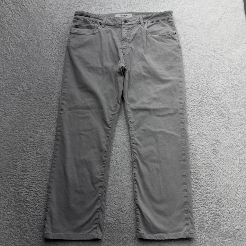Teleria Zed Mens Chicago 19 A Italian Grey Cotton Stretch Chino Pants Size 38